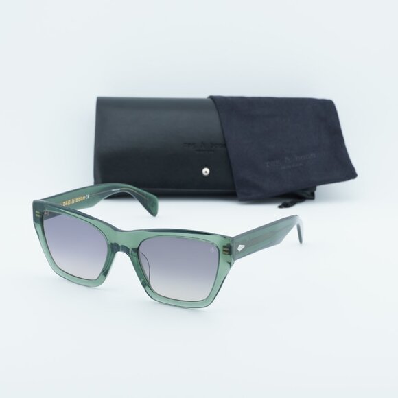 Rag & Bone RNB1046/G/S 01ED PR Square Sunglasses - Green/Grey main image 3